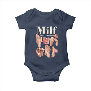 MILF Man I Love Feet Baby Onesie Funny Sexy Inappropriate Saying Quote TS10 Navy Print Your Wear