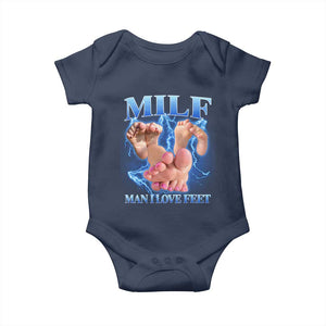 Inappropriate Adult Baby Onesie Vintage Bootleg MILF Man I Love Feet TS10 Navy Print Your Wear