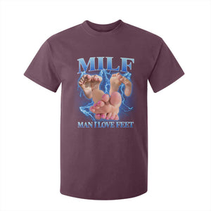 Inappropriate Adult T Shirt For Kid Vintage Bootleg MILF Man I Love Feet TS10 Maroon Print Your Wear