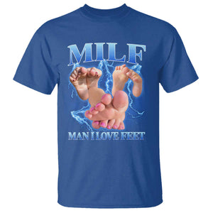 Inappropriate Adult T Shirt Vintage Bootleg MILF Man I Love Feet TS10 Royal Blue Print Your Wear