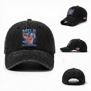 Inappropriate Adult Washed Cotton Baseball Cap Vintage Bootleg MILF Man I Love Feet TS10 Washed Cap Universal Fit Black Print Your Wear