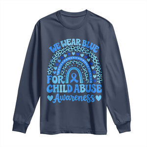 We Wear Blue Child Abuse Prevention Long Sleeve Shirt TS10 Navy Print Your Wear