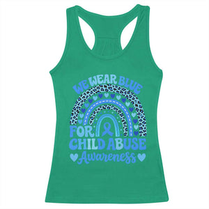 We Wear Blue Child Abuse Prevention Racerback Tank Top TS10 Irish Green Print Your Wear