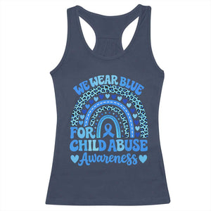 We Wear Blue Child Abuse Prevention Racerback Tank Top TS10 Navy Print Your Wear