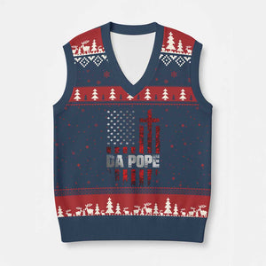 Da Pope Leo XIV V-Neck Knit Sweater Vest From America Chicago America US Flag TS10 Navy Red Print Your Wear