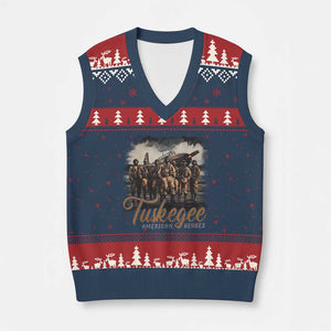Tuskegee Airmen V-Neck Knit Sweater Vest African American Heroes WW2 Tribute Black History Month TS10 Navy Red Print Your Wear