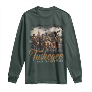 Tuskegee Airmen Long Sleeve Shirt African American Heroes WW2 Tribute Black History Month TS10 Dark Forest Green Print Your Wear
