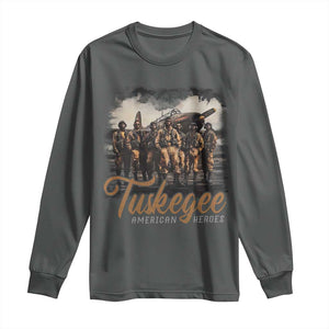 Tuskegee Airmen Long Sleeve Shirt African American Heroes WW2 Tribute Black History Month TS10 Dark Heather Print Your Wear