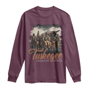 Tuskegee Airmen Long Sleeve Shirt African American Heroes WW2 Tribute Black History Month TS10 Maroon Print Your Wear