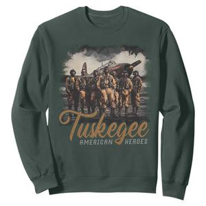 Tuskegee Airmen Sweatshirt African American Heroes WW2 Tribute Black History Month TS10 Dark Forest Green Print Your Wear