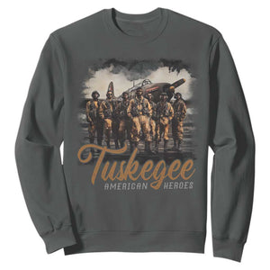 Tuskegee Airmen Sweatshirt African American Heroes WW2 Tribute Black History Month TS10 Dark Heather Print Your Wear
