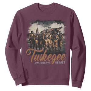 Tuskegee Airmen Sweatshirt African American Heroes WW2 Tribute Black History Month TS10 Maroon Print Your Wear