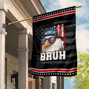 Bruh 'Merica Bald Eagle 4th of July Garden Flag Patriotic USA Flag TS10 Distressed Black Red Print Your Wear
