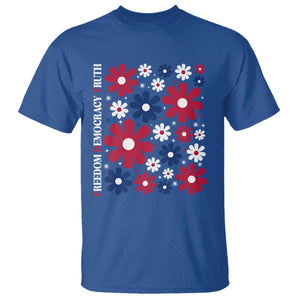Subtle FDT T Shirt - Boho Floral Red White Blue Social Justice Political Protest Tee TS10 Royal Blue Print Your Wear