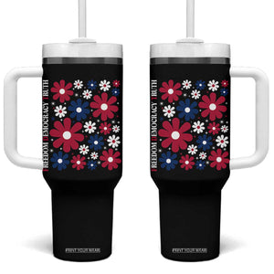 Subtle FDT Tumbler With Handle Boho Floral Red White Blue Social Justice TS10 One Size: 40 oz Black Print Your Wear