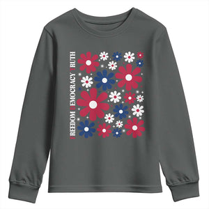 Subtle FDT Youth Sweatshirt Boho Floral Red White Blue Social Justice TS10 Dark Heather Print Your Wear