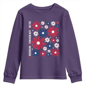 Subtle FDT Youth Sweatshirt Boho Floral Red White Blue Social Justice TS10 Purple Print Your Wear