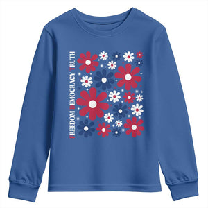 Subtle FDT Youth Sweatshirt Boho Floral Red White Blue Social Justice TS10 Royal Blue Print Your Wear