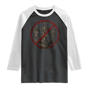 No Kings in America Raglan Shirt Skull Crown Nope Kings TS10 Black White Print Your Wear