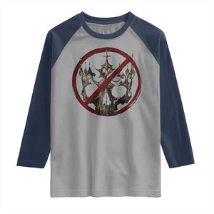 No Kings in America Raglan Shirt Skull Crown Nope Kings TS10 Sport Gray Navy Print Your Wear