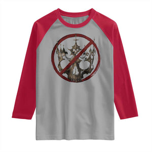 No Kings in America Raglan Shirt Skull Crown Nope Kings TS10 Sport Gray Red Print Your Wear