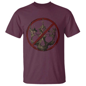 No Kings in America T Shirt Skull Crown Nope Kings TS10 Maroon Print Your Wear