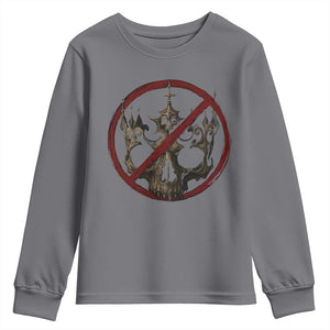No Kings in America Youth Sweatshirt Skull Crown Nope Kings TS10 Charcoal Print Your Wear