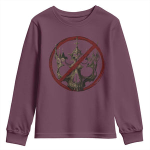 No Kings in America Youth Sweatshirt Skull Crown Nope Kings TS10 Maroon Print Your Wear