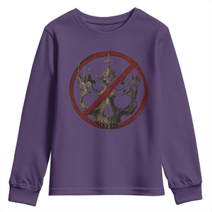No Kings in America Youth Sweatshirt Skull Crown Nope Kings TS10 Purple Print Your Wear