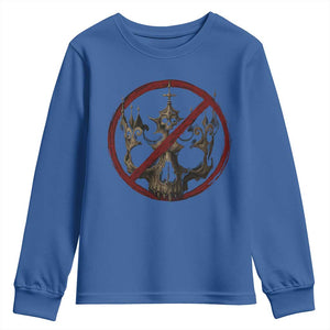 No Kings in America Youth Sweatshirt Skull Crown Nope Kings TS10 Royal Blue Print Your Wear