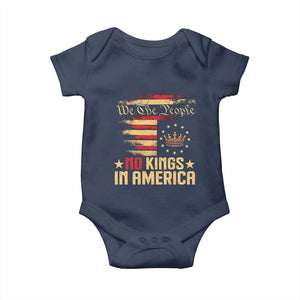 No Kings in America Baby Onesie Vintage Old American Flag Patriotic 1776 We The People TS10 Navy Print Your Wear