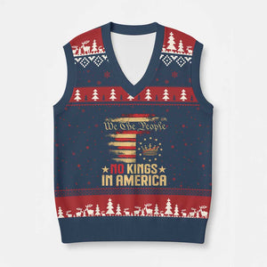 No Kings in America V-Neck Knit Sweater Vest Vintage Old American Flag Patriotic 1776 We The People TS10 Navy Red Print Your Wear