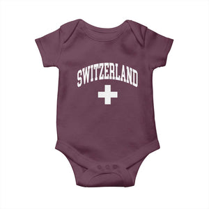Switzerland Flag Vintage Baby Onesie Swiss Retro Vintage