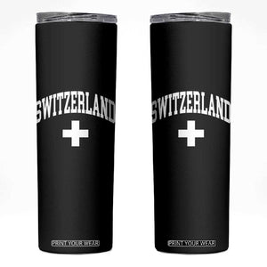 Switzerland Flag Vintage Skinny Tumbler Swiss Retro Vintage TS10 Black Print Your Wear