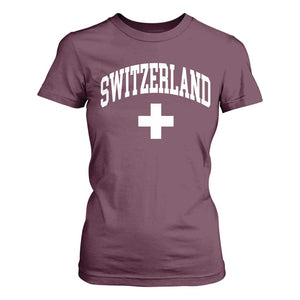 Switzerland Flag Vintage T Shirt For Women Swiss Retro Vintage