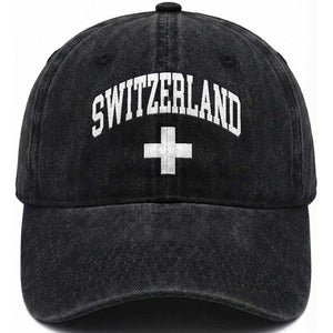 Switzerland Flag Vintage Washed Cotton Baseball Cap Swiss Retro Vintage