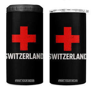 Vintage Retro Switzerland Fan 4 in 1 Can Cooler Tumbler Swiss Cross Flag TS10 One Size: 16 oz Black Print Your Wear