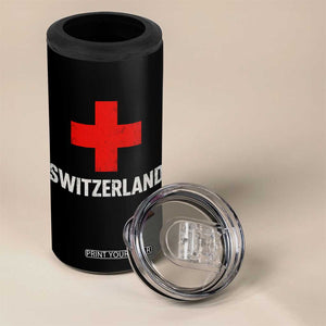 Vintage Retro Switzerland Fan 4 in 1 Can Cooler Tumbler Swiss Cross Flag TS10 Print Your Wear