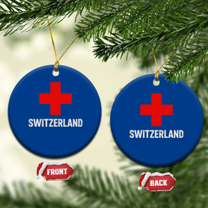 Vintage Retro Switzerland Fan Ceramic Ornament Swiss Cross Flag