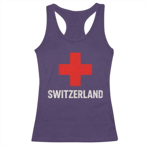 Vintage Retro Switzerland Fan Racerback Tank Top Swiss Cross Flag