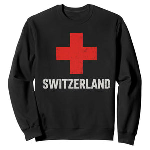 Vintage Retro Switzerland Fan Sweatshirt Swiss Cross Flag