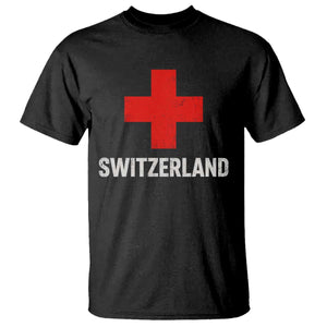 Vintage Retro Switzerland Fan T Shirt Swiss Cross Flag