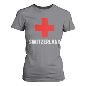 Vintage Retro Switzerland Fan T Shirt For Women Swiss Cross Flag