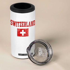 Switzerland Fan 4 in 1 Can Cooler Tumbler Vintage Retro Swiss Cross Flag TS10 Print Your Wear