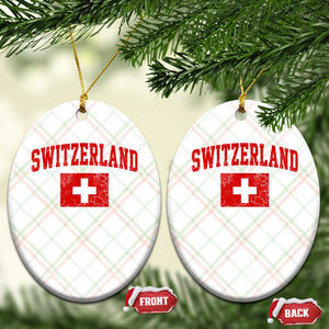 Switzerland Fan Ceramic Ornament Vintage Retro Swiss Cross Flag