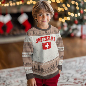 Switzerland Fan Ugly Christmas Sweater Vintage Retro Swiss Cross Flag