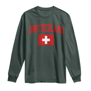 Switzerland Fan Long Sleeve Shirt Vintage Retro Swiss Cross Flag