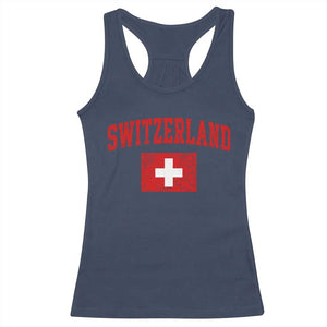 Switzerland Fan Racerback Tank Top Vintage Retro Swiss Cross Flag