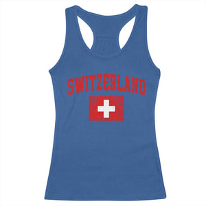 Switzerland Fan Racerback Tank Top Vintage Retro Swiss Cross Flag
