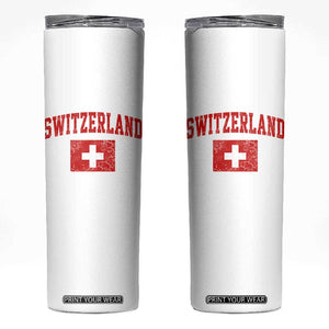 Switzerland Fan Skinny Tumbler Vintage Retro Swiss Cross Flag TS10 White Print Your Wear